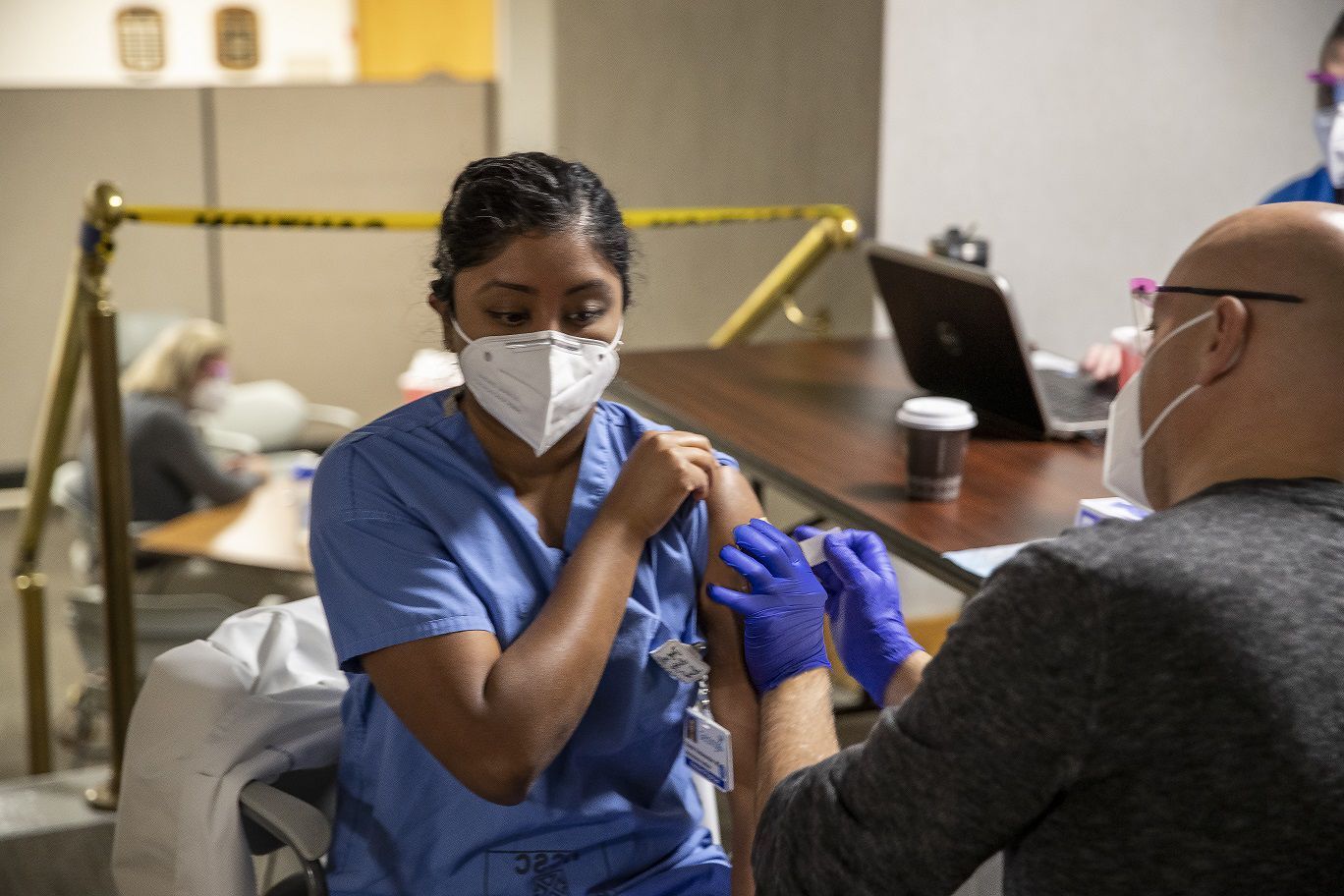 Health heroes receiving vaccines